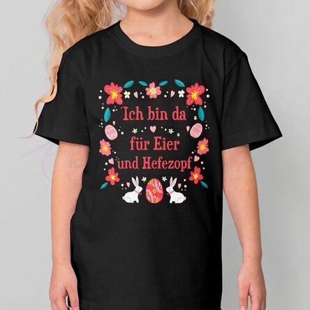 Personalisiertes Baumwoll-T-Shirt für Kinder mit Aufdruck – Eier und Cozonac