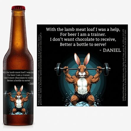 Personalisiertes Bier mit Botschaft – Bunny Power