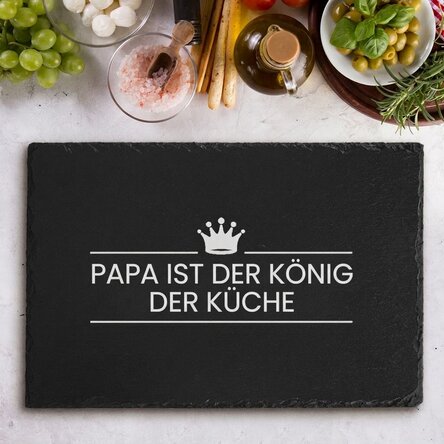 Individuell gravierte Schieferplatte mit Text – The King Of The Kitchen