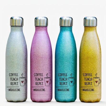 Personalised glitter thermos with text - Coffee
