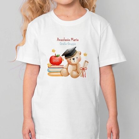 Personalisiertes Baumwoll-T-Shirt für Kinder mit Aufdruck – „Absolvent-Bärchen“