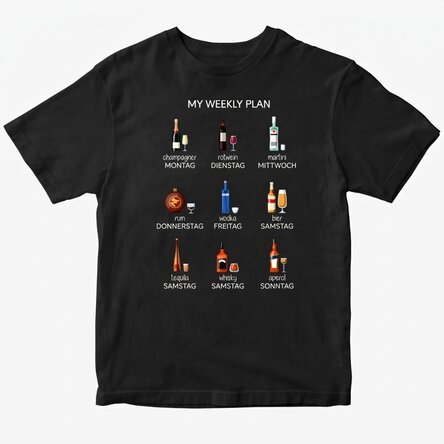Personalisiertes Baumwoll-T-Shirt mit Aufdruck – My weekly plan