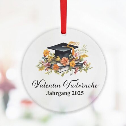 Individuell gestaltetes rundes Ornament mit Abschlusstext