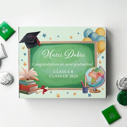 Personalisierte Pralinenschachtel mit Text – Die kleinen Absolventen