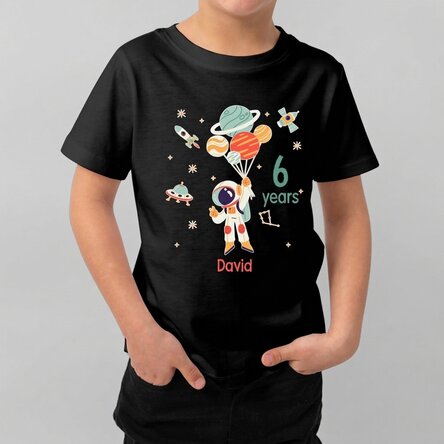 Personalisiertes Baumwoll-T-Shirt für Kinder mit Aufdruck – Astronaut