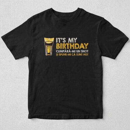 Personalisiertes Baumwoll-T-Shirt mit Aufdruck – „Buy me a shot“