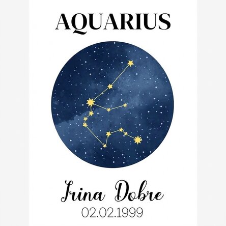 Personalised poster with text - Aquarius zodiac constellation