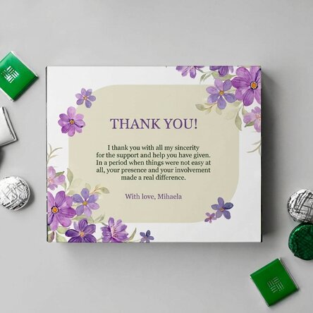 Personalised box of chocolates with message - Thank you!