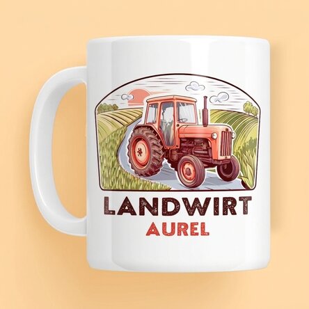 Personalisierter Becher mit Aufdruck für Landwirte – Traktor