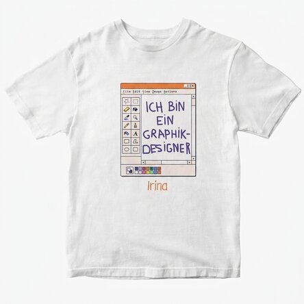 Personalisiertes Baumwoll-T-Shirt mit Namen – Grafikdesigner