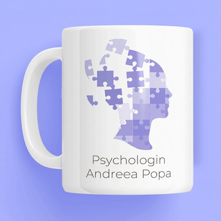 Personalisierte Tasse mit Text für Psychologen – Mental Puzzle