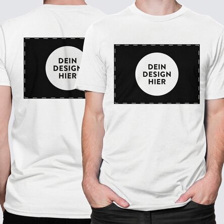 Personalisiertes Baumwoll-T-Shirt mit deinem Landschaftsmotiv auf Vorder- und Rückseite