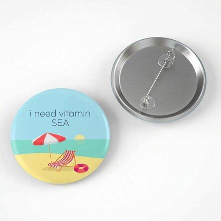 Personalisiertes Abzeichen mit Botschaft – Beach time