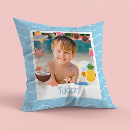 Personalisiertes Kissen mit Foto und Namen – Summer