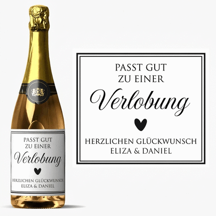 Personalisierter Sekt mit Text – Herz