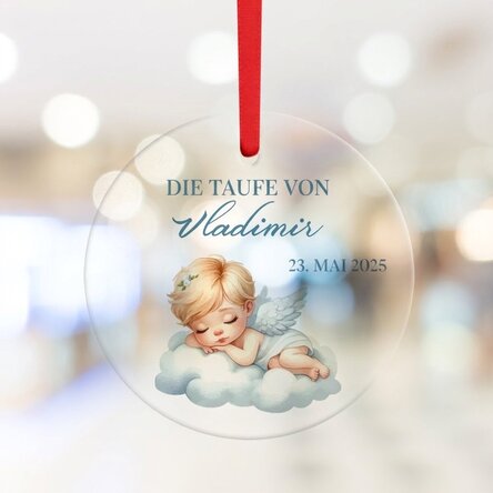 Individuell gestaltetes rundes Ornament mit Text – Taufe