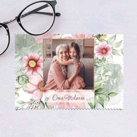 Personalisiertes Reinigungstuch mit Foto zum Reinigen von Bildschirmen/Brillen – Floral