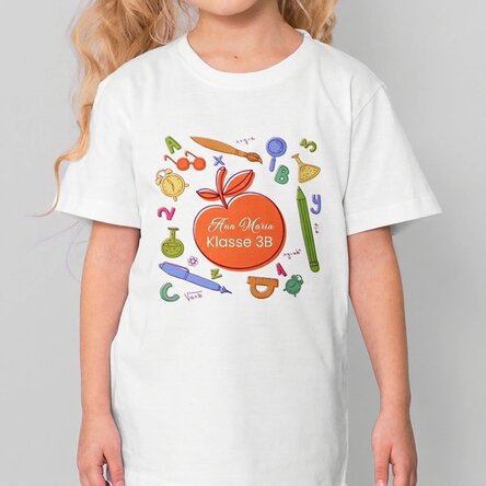 Personalisiertes Baumwoll-T-Shirt für Kinder mit Aufdruck – Schulbedarf