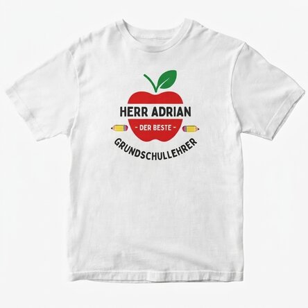 Personalisiertes Baumwoll-T-Shirt mit Aufdruck für Lehrer – Apple