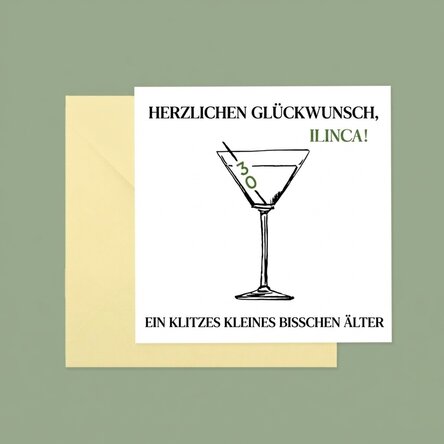 Individuell gestaltete quadratische Karte mit Text – Herzlichen Glückwunsch zum Geburtstag!