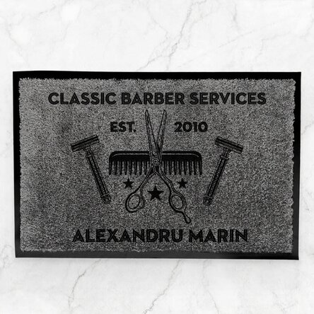 Customised indoor entrance mat with text - Barber Shop