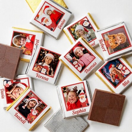 Set mit 10 personalisierten Mini-Pralinen mit Fotos und Namen – Cute Christmas