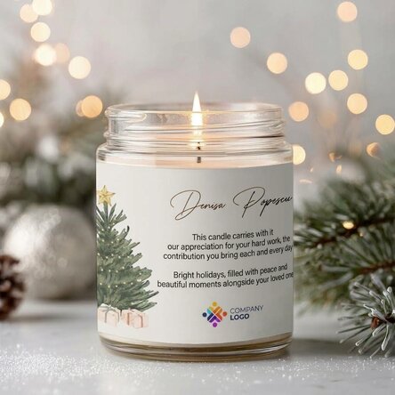 Large scented candle personalised with logo and message - Christmas
