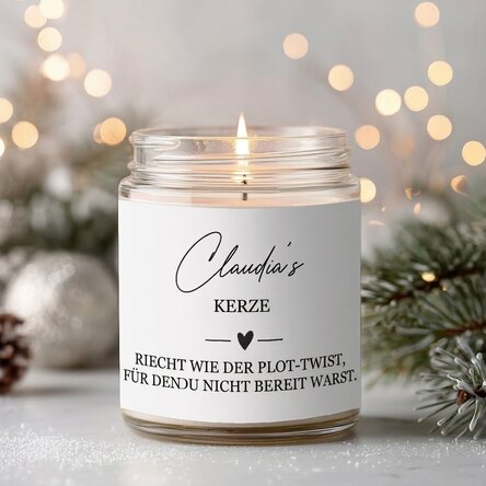 Große, personalisierte Duftkerze mit Text – Smells like
