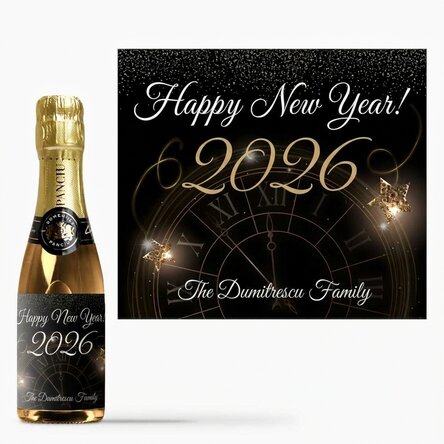 Kleine Flasche Sekt mit individueller Beschriftung – Neujahr