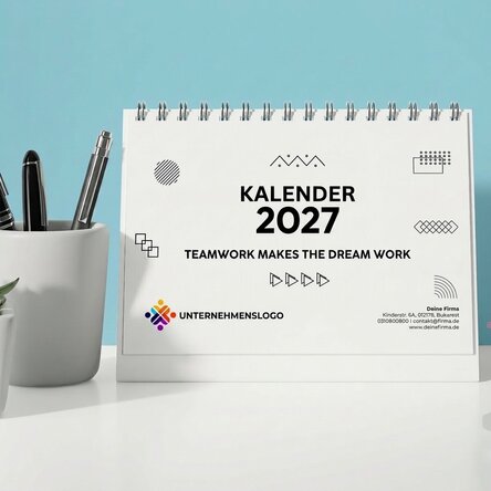 Personalisierter Tischkalender mit Logo und Text