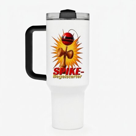 Thermosflasche mit Griff und Strohhalm, personalisiert mit Namen – Spike Enthusiast