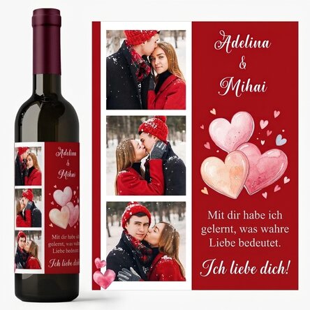 Personalisierter Wein mit Fotos und Text – Liebe