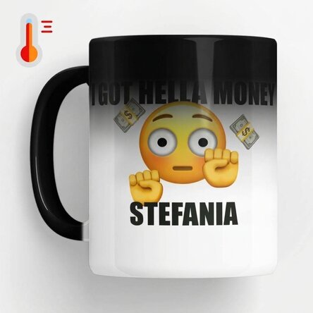 Personalisierte Thermobecher mit Aufdruck – „I got hella money“