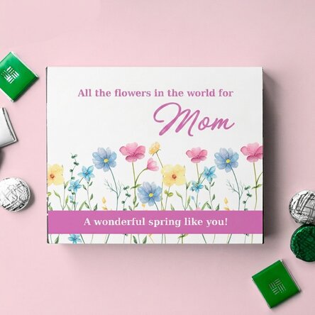 Personalisierte Pralinenschachtel mit Botschaft – Alle Blumen der Welt