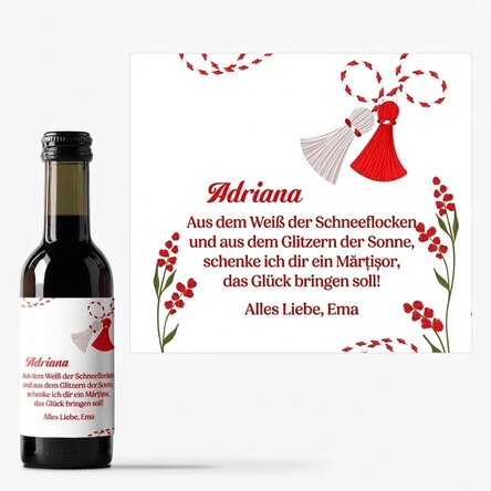 Personalisierte Mini-Weinflasche mit Botschaft