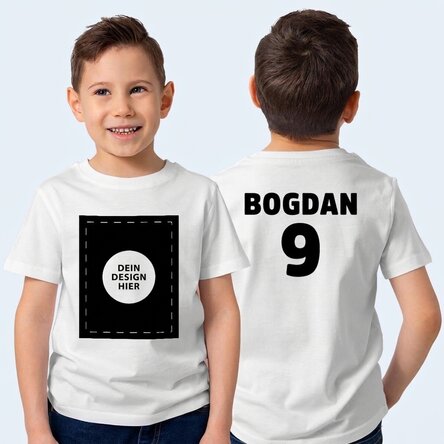 Personalisiertes Baumwoll-T-Shirt für Mädchen – Rückseite mit deinem Motiv und Text