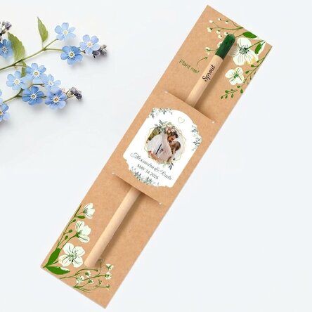 Personalisierter pflanzbarer Bleistift mit Foto und Botschaft – Hochzeitsgeschenk
