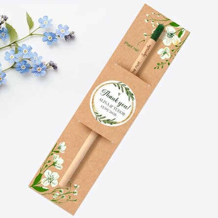 Personalisierter pflanzbarer Bleistift mit Botschaft – Thank you