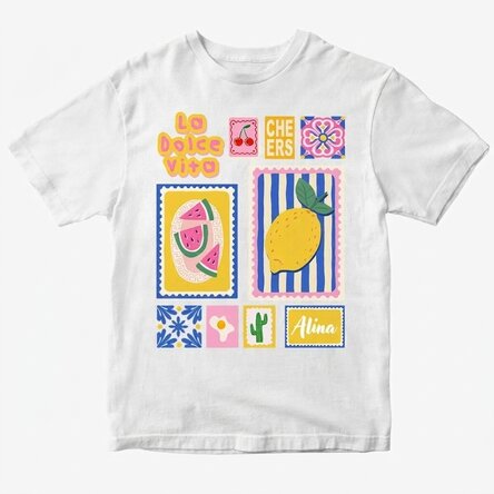 Personalisiertes Baumwoll-T-Shirt mit Namen – Summer
