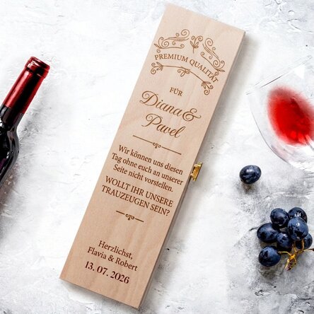 Personalisierte Weinkiste mit Text – Premium