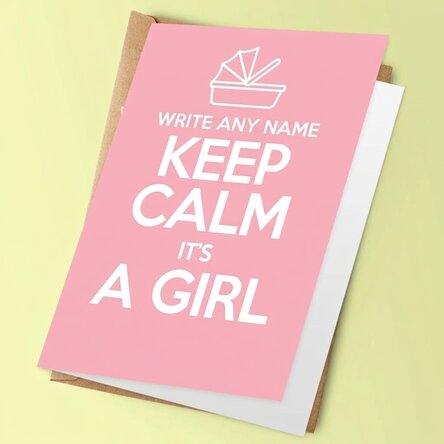 Personalisierte Grußkarte – KEEP CALM IT'S A GIRL