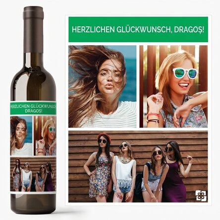 Personalisierter Wein mit 3 Fotos und Text