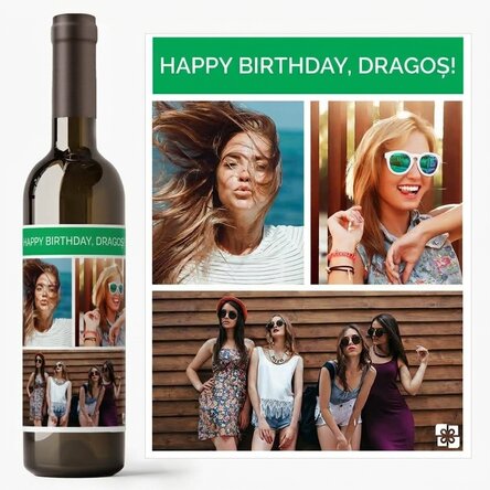 Personalisierter Wein mit 3 Fotos und Text