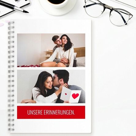 Personalisiertes Notizbuch mit 2 Fotos und Text