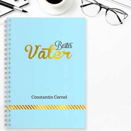 Personalisiertes Notizbuch – „Best Father“, Blau