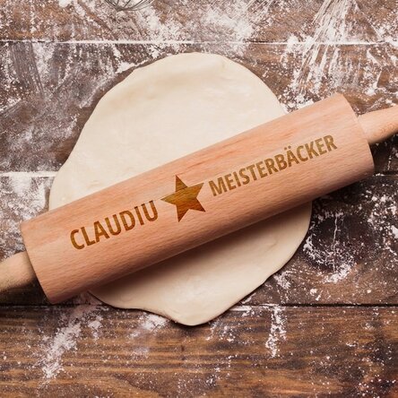 Individuell gestalteter Holz-Teigroller – Star Baker