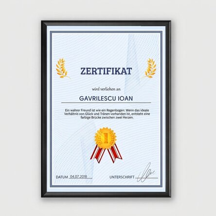 Individuell gestaltetes Bild – Dankesurkunde