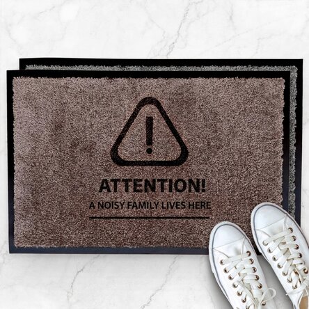 Customised indoor entrance mat - Attention!