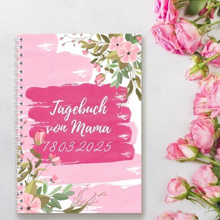Personalisiertes Notizbuch mit Blumen – Mamas Notizbuch