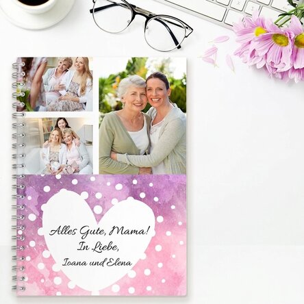 Personalisiertes Notizbuch mit 3 Fotos und Text